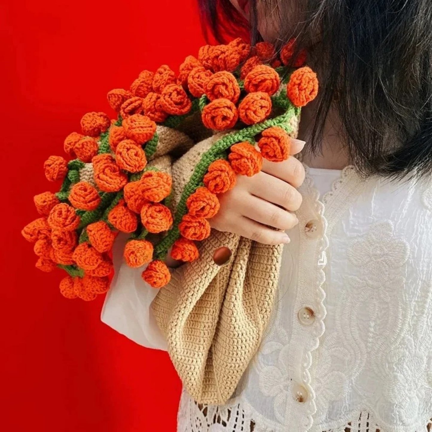 Handmade Rose Blanket DIY Kit & Ready-Made Gift for Mother's Day Valentine's Day