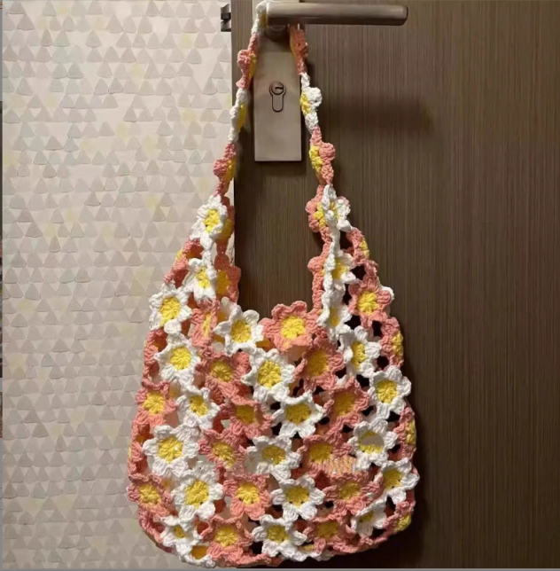Knitted Colorful Flower Yarn Bag DIY Kit