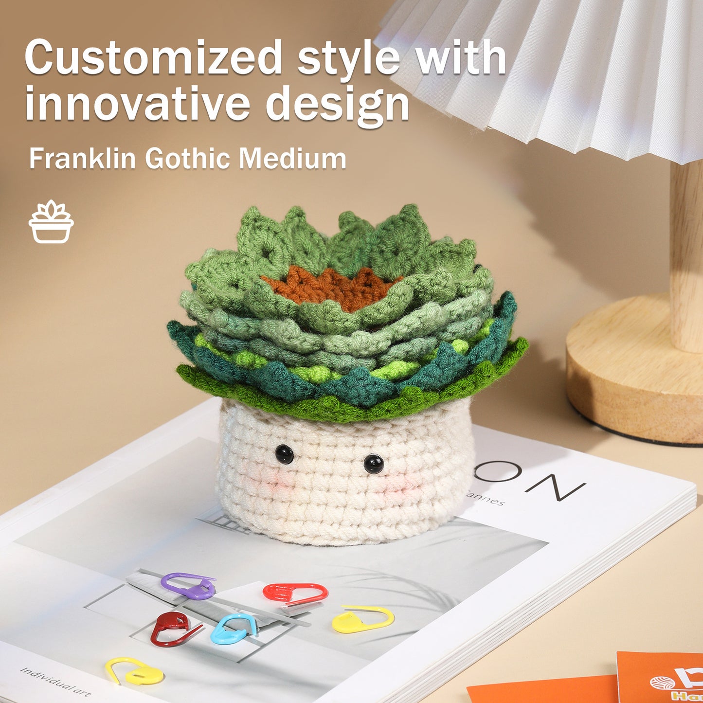 Knitted Potted Plants Coasters Crochet Material Kit Hand-woven Decoration Gift DIY Gifts