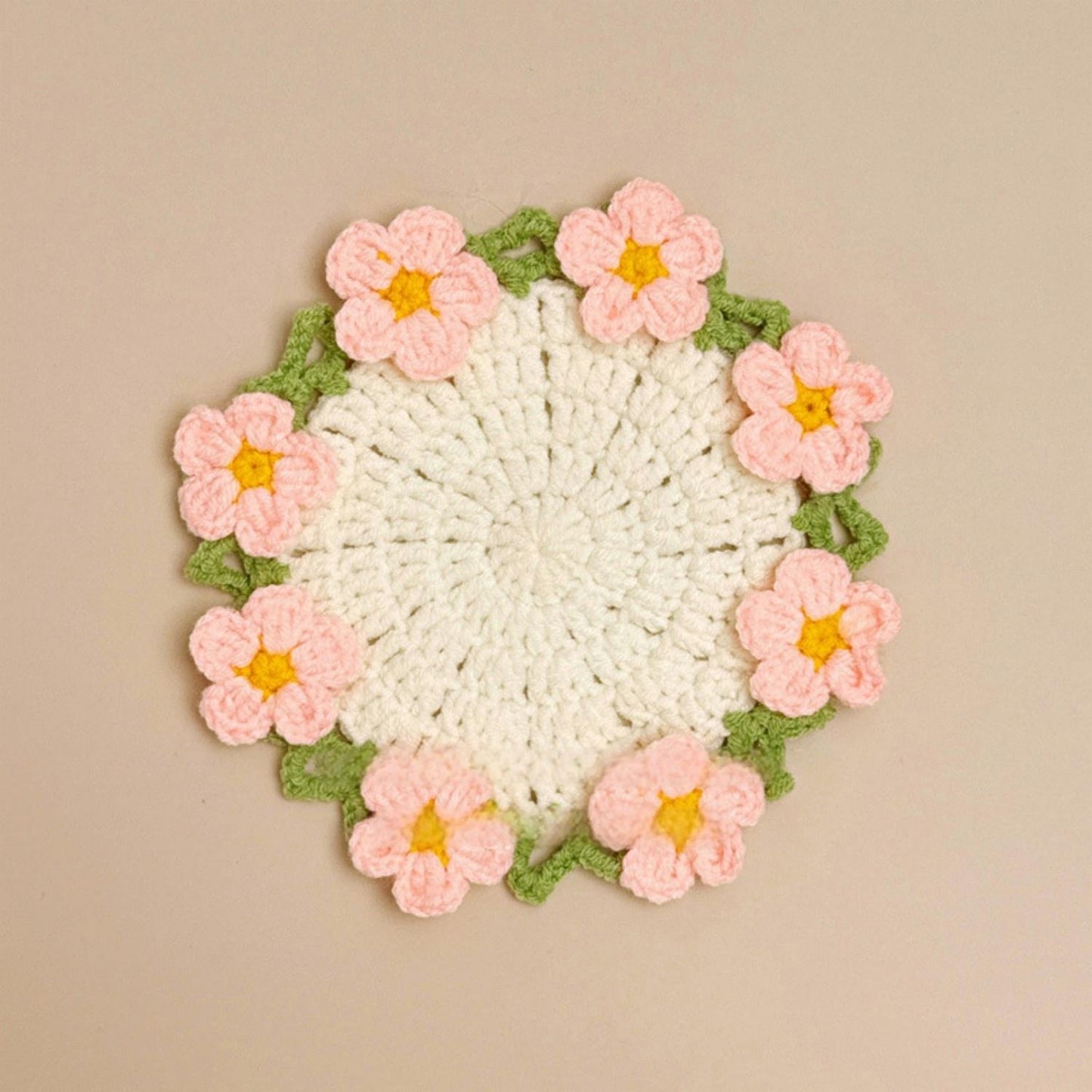 Knitted Flower Coasters Rapeseed Coaster Finished Hand-woven Flower Basket Decoration Gift For Mother And Girlfriend