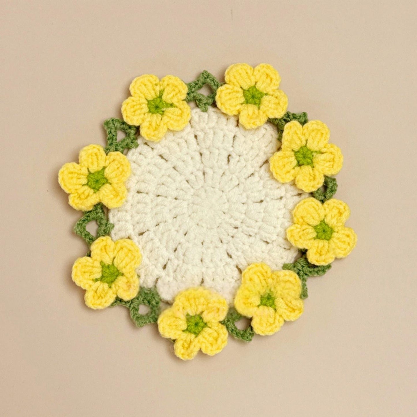 Knitted Flower Coasters Rapeseed Coaster Finished Hand-woven Flower Basket Decoration Gift For Mother And Girlfriend