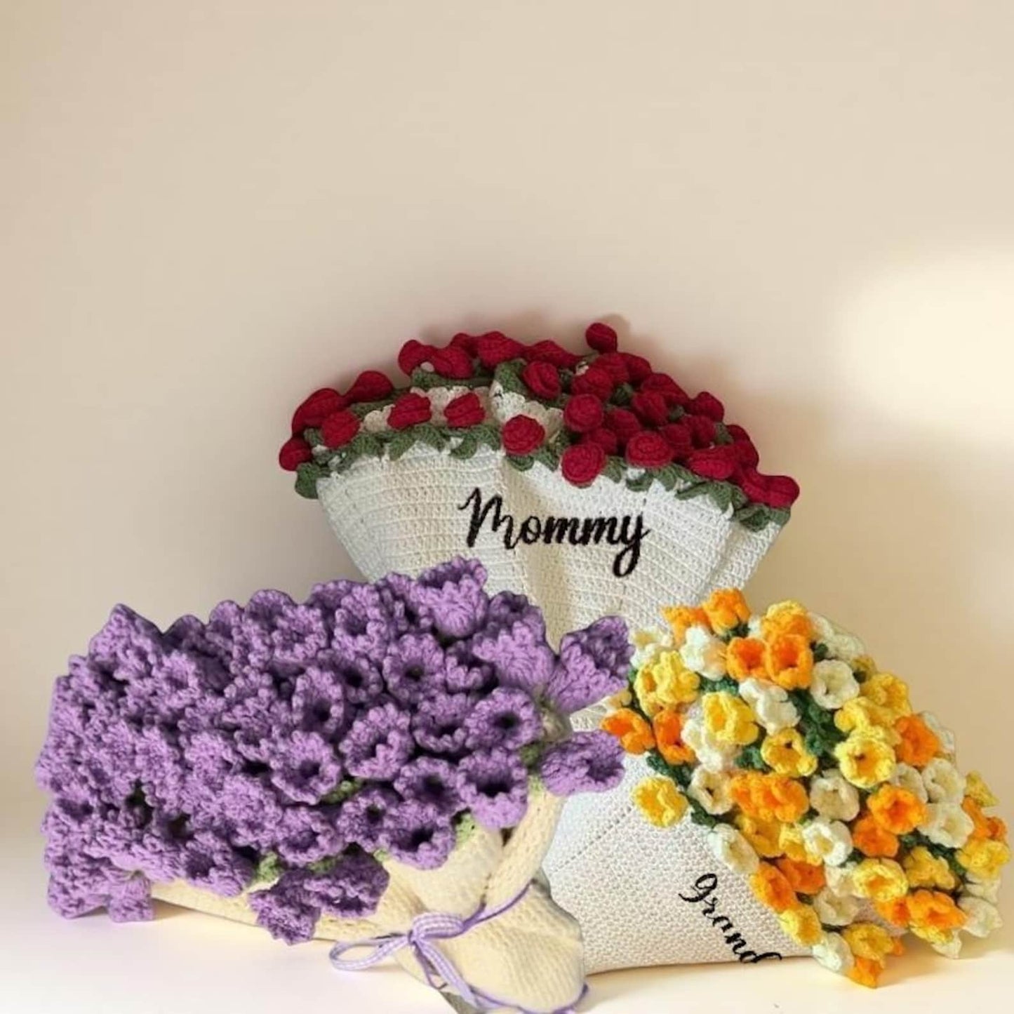 Hand-Knitted Rose Blanket DIY Kit & Ready-Made Gift for Mother's Day Valentine's Day