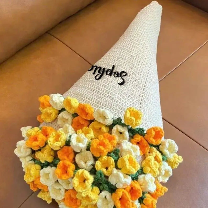 Custom Name Hand-Knitted Rose Blanket Ready-Made Gift for Mother's Day 80cm - 150cm