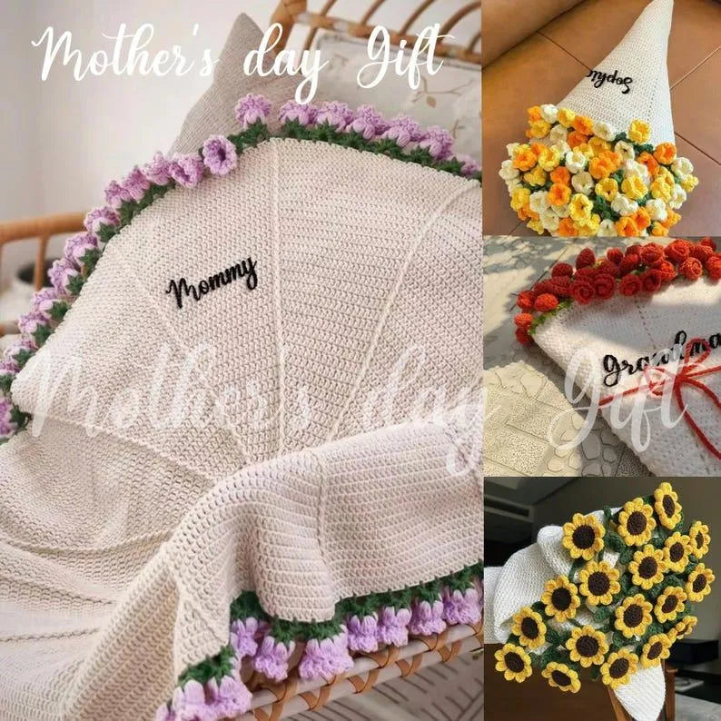 Mother's Day Gift Hand-woven Rose Blanket Gift for Valentine's Day