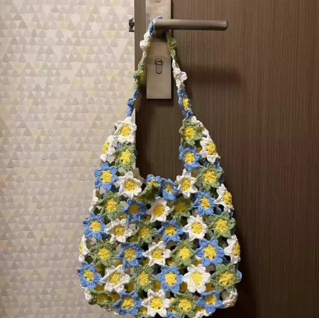Knitted Colorful Flower Yarn Bag DIY Kit