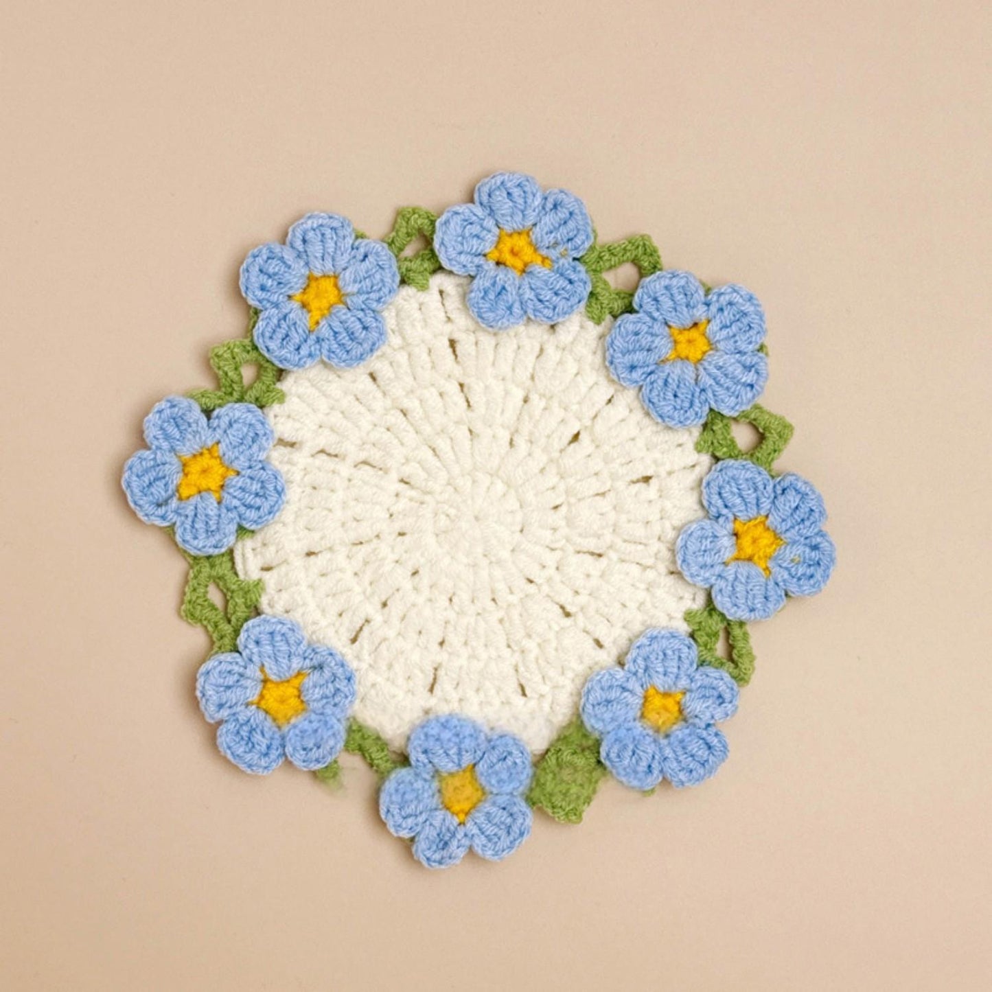 Knitted Flower Coasters Rapeseed Coaster Finished Hand-woven Flower Basket Decoration Gift For Mother And Girlfriend