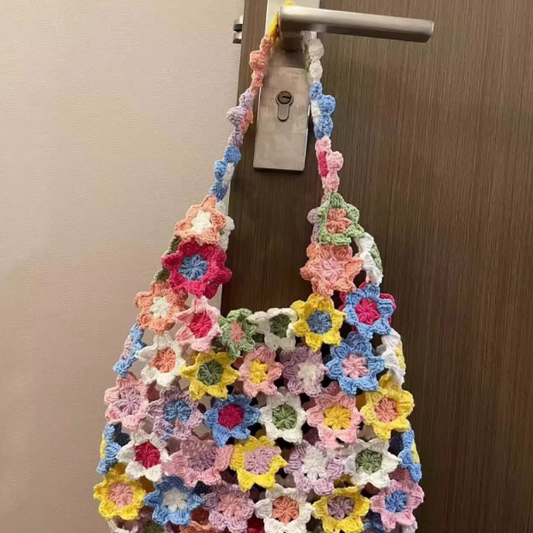 Knitted Colorful Flower Yarn Bag DIY Kit