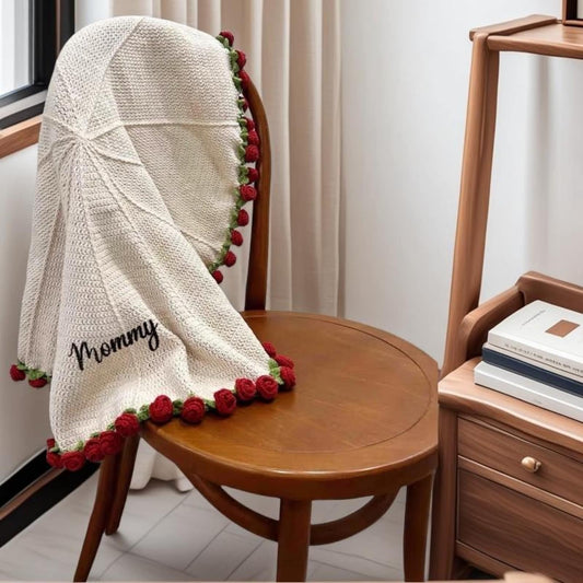 Mother's Day Gift Hand-woven Rose Blanket Gift for Valentine's Day